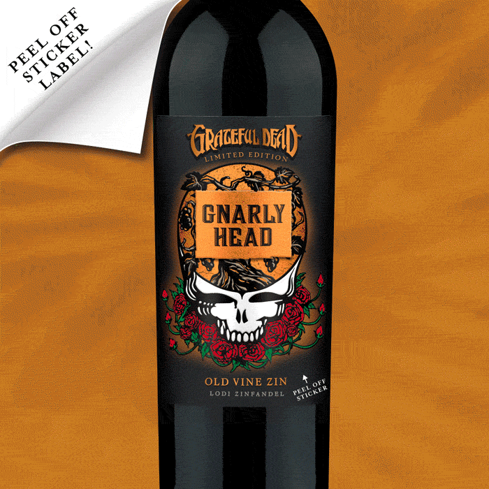 Animated GIF of Limited Edition Gnarly Head and Grateful Dead Old Vine Zinfandel wine